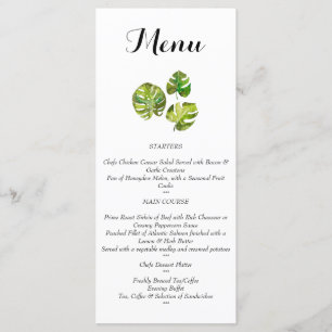 Watercolor Tropical Leaves wedding Menu