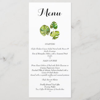 Watercolor Tropical Leaves wedding Menu