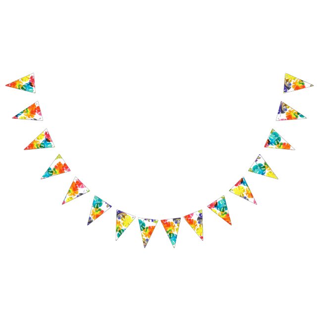 Watercolor Tropical Leaves wedding  monogram Bunting Flags (All)