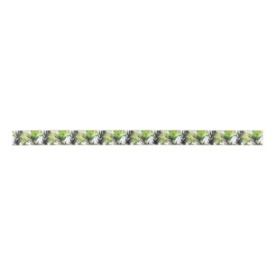 Watercolor Tropical Leaves wedding monogram Satin Ribbon