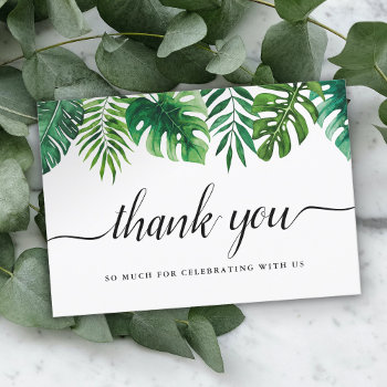 Watercolor Tropical Leaves Wedding Thank You Card by UnwrappedVisuals at Zazzle