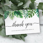 Watercolor Tropical Leaves Wedding Thank You Card at Zazzle
