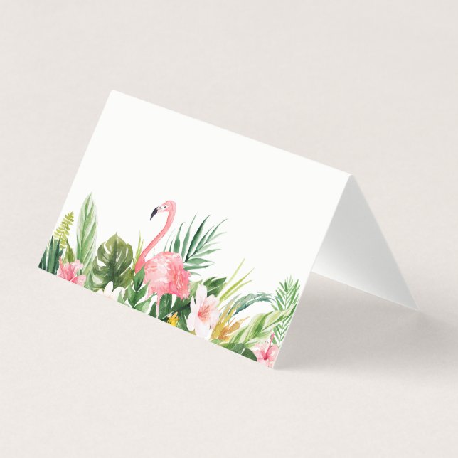 Watercolor Tropical Leaves with Flamingo (Front)