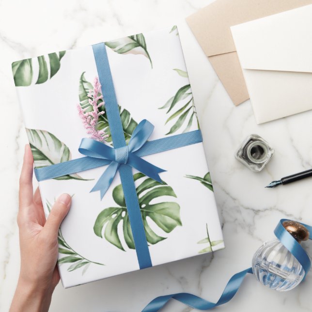 Watercolor Tropical Leaves wrapping paper (Gifting)