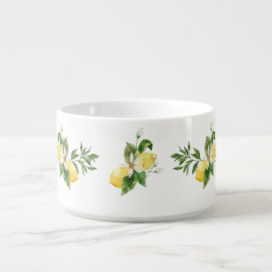 Watercolor Tropical Lemons Chili  Bowl