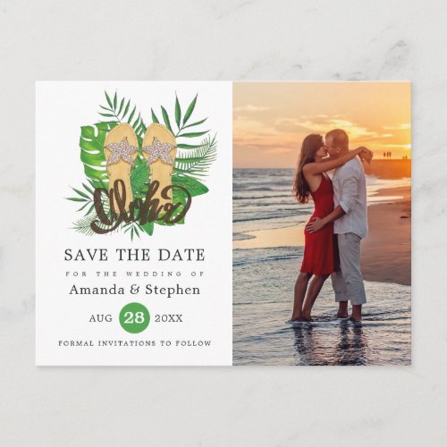 Watercolor Tropical Luau Aloha Wedding Photo Postcard