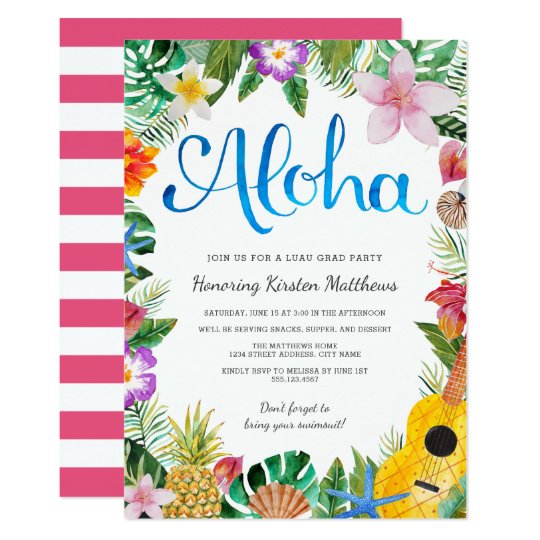 Luau Graduation Invitations 1