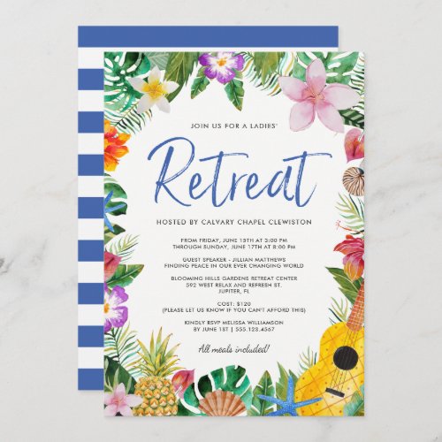 Watercolor Tropical Luau Ladies Retreat Invitation