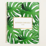 Watercolor Tropical Monstera Leaves Appointment  Planner<br><div class="desc">An elegant tropical motif of watercolor monstera leaves becomes an eye-catching pattern on this designer appointment book. Your name is simply styled in a faux gold frame on the front cover. Great for salons,  wedding planners,  event planners or personal use. Artwork and design © 1201AM Design Studio</div>