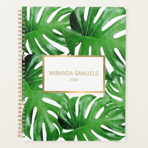 Watercolor Tropical Monstera Leaves Appointment  Planner