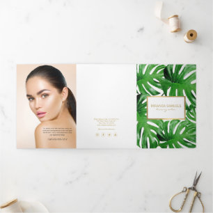 Watercolor Tropical Monstera Leaves Brochure