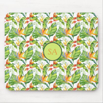 Watercolor Tropical Monstera Leaves Monogrammed
