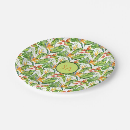 Watercolor Tropical Monstera Leaves Monogrammed
