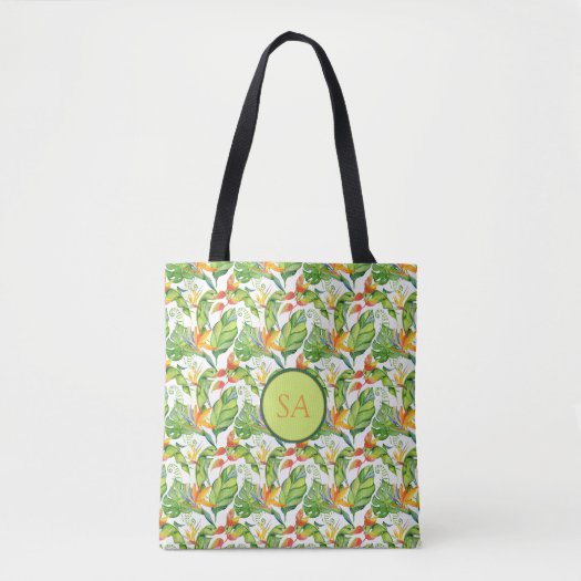 Watercolor Tropical Monstera Leaves Monogrammed