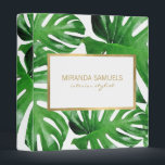 Watercolor Tropical Monstera Leaves Pattern 3 Ring Binder<br><div class="desc">Coordinates with the Watercolor Tropical Monstera Leaves Pattern Business Card Template by 1201AM. An elegant tropical motif of watercolor monstera leaves becomes an eye-catching pattern on this personalized binder. The faux gold frame adds a luxe accent around your name or business name. Art and design © 1201AM Design Studio |...</div>