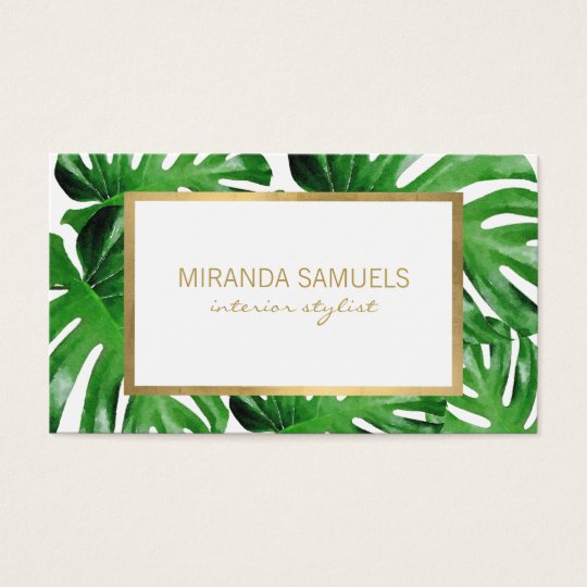 Watercolor Tropical Monstera Leaves Pattern Business Card Zazzle Watercolor Tropical Monstera Leaves Pattern Business Card