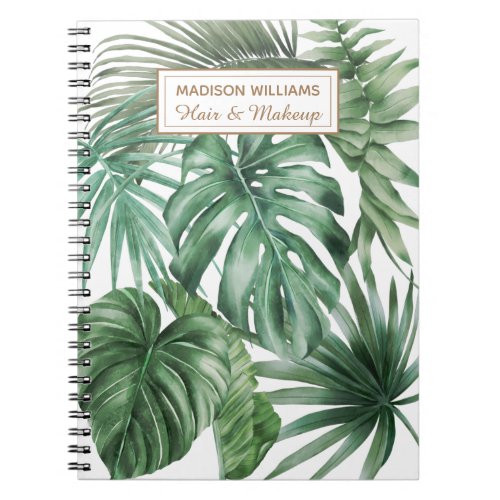 Watercolor Tropical Monstera Leaves Pattern Notebook