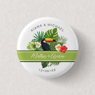 Watercolor Tropical Mother of Groom Green ID577 Button