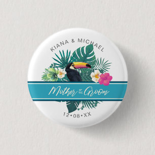 Watercolor Tropical Mother of Groom Teal ID577 Button