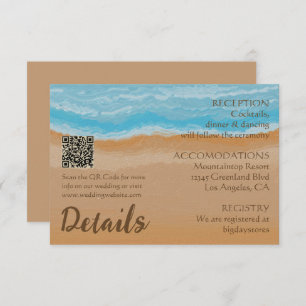Watercolor Tropical Ocean Beach QR Code Wedding Enclosure Card