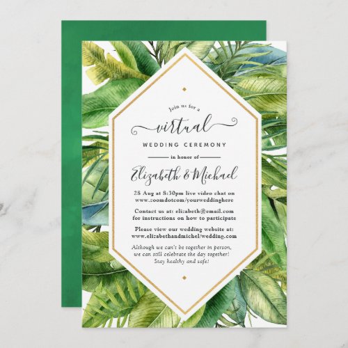 Watercolor Tropical Online Virtual Wedding Invitation