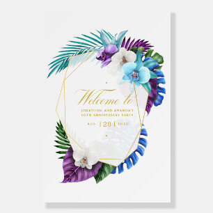 Watercolor Tropical Orchids Geometric Anni Welcome Foam Board