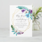 Watercolor Tropical Orchids Geometric Baby Shower Invitation (Standing Front)