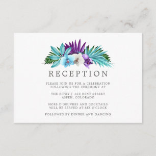 Watercolor Tropical Orchids Geometric Wedding Enclosure Card