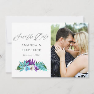 Watercolor Tropical Orchids Geometric Wedding Save The Date