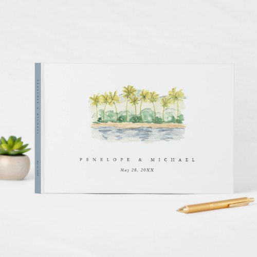 Watercolor Tropical Palm Beach Wedding Guest Book
