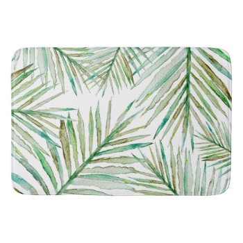 Watercolor Tropical Palm Leaf Bath Mat by StilleSkygger at Zazzle