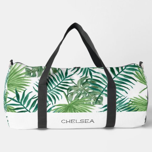 Watercolor Tropical Palm Leaf Beach Weekend   Duffle Bag