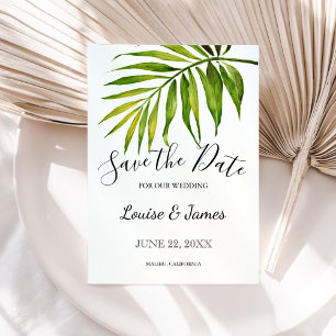 Watercolor Tropical Palm Leaf Botanical Wedding Save The Date