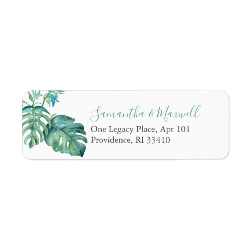 Watercolor Tropical Palm Leaves Address Labels