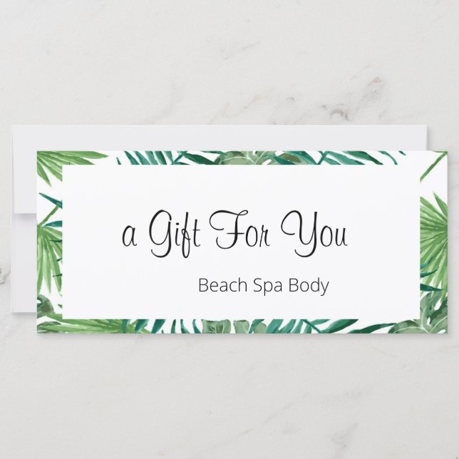 Watercolor Tropical Palm Leaves Gift Certificate (Front)