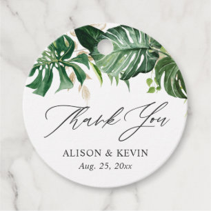 Watercolor Tropical Palm Leaves Thank You Favor Tags