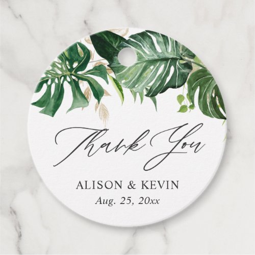 Watercolor Tropical Palm Leaves Thank You Favor Tags
