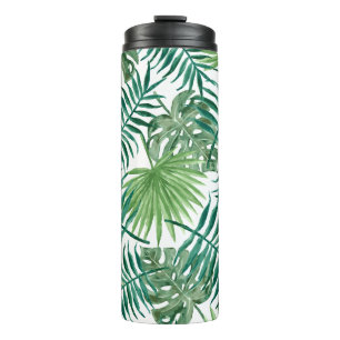 Watercolor Tropical Palm Leaves Thermal Tumbler