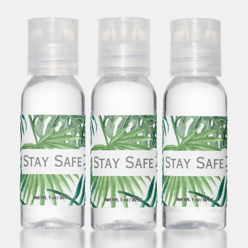 Watercolor Tropical Palm Leaves Travel Hand Sanitizer