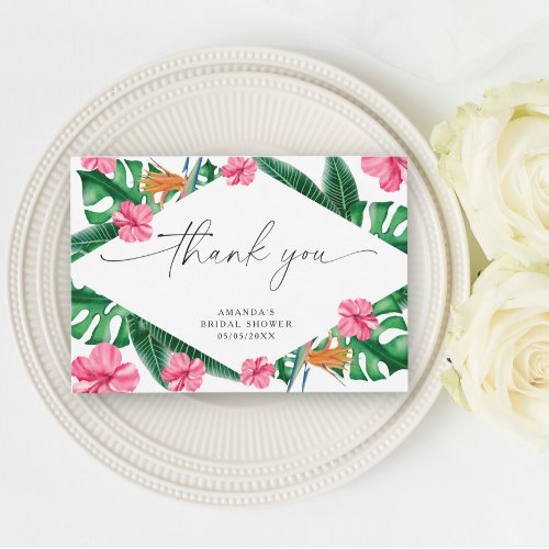 Watercolor Tropical palm thank you bridal shower 