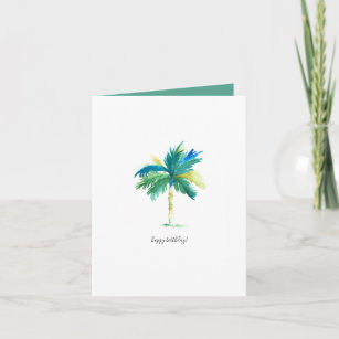 Watercolor Tropical Palm Tree Birthday Card