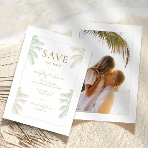 Watercolor Tropical Palm Tree Boho Photo Wedding Save The Date