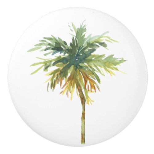 Watercolor Tropical Palm Tree Ceramic Knob