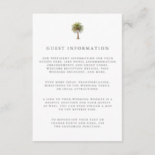 Watercolor tropical palm tree guest Details Enclosure Card