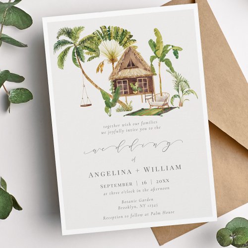 Watercolor Tropical Palm Tree Wedding Invitation