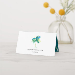Watercolor Tropical Palm Tree Wedding Place Card