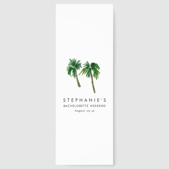 Watercolor Tropical Palm Trees  Bachelorette    Bookmarks (Front)