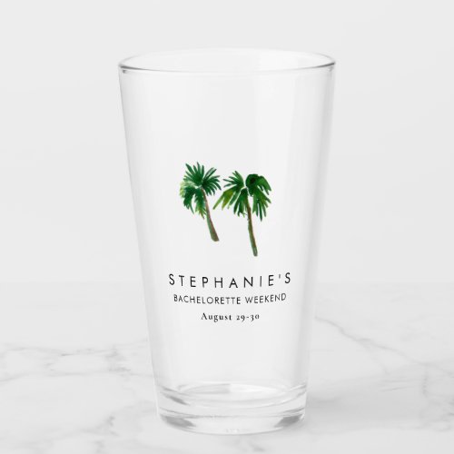 Watercolor Tropical Palm Trees  Bachelorette    Glass