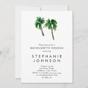 Watercolor Tropical Palm Trees Bachelorette Invitation