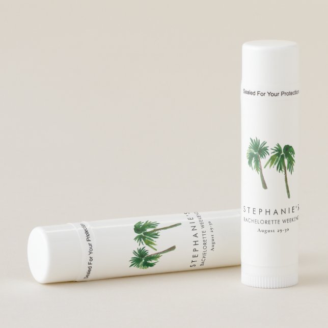Watercolor Tropical Palm Trees  Bachelorette    Lip Balm (Front)